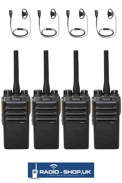 Hytera PD405 Quad Pack with Chargers & Earpieces