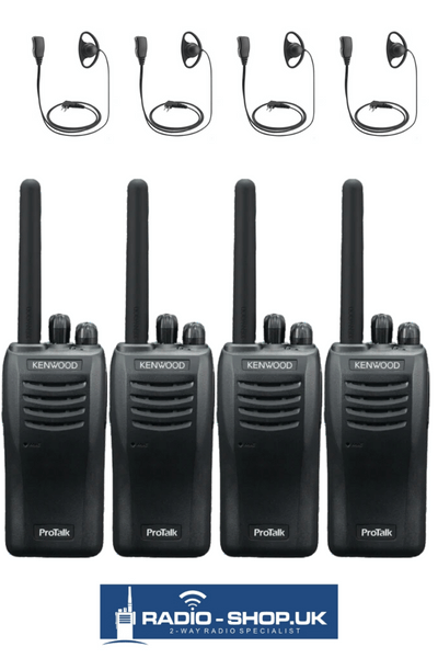 Kenwood TK-3501T Quad Pack with Chargers & D Shape Earpieces