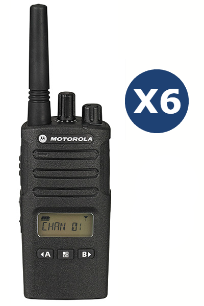 Motorola XT460 6 pack licence free two way radios with chargers and earpieces