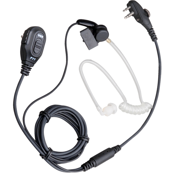 Bundle - Hytera 2-wire surveillance earpiece with a volume control knob and transparent acoustic tube (Black) - EAM13_Radio-Shop UK