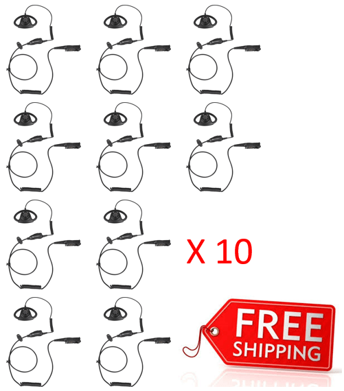 Bundle - Motorola Adjustable D-style Earpiece with in-line Microphone (Black) - PMLN6757_Radio-Shop UK